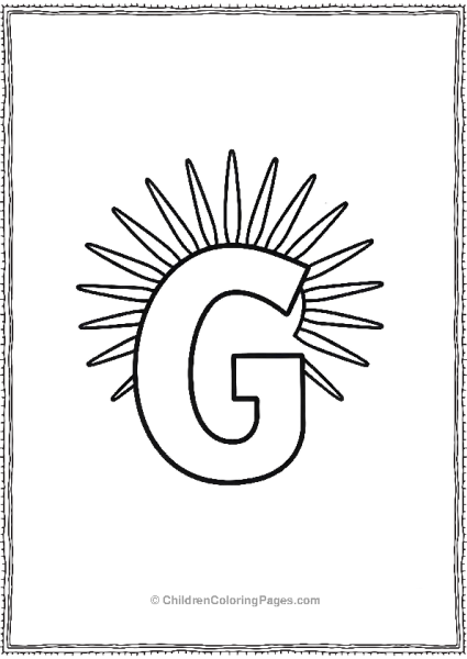 An Uppercase Letter G With A Simple Sunburst Pattern Free PDF Printable