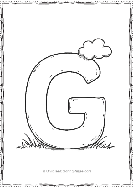 An Uppercase Letter G With A Small Fluffy Cloud Free PDF Printable