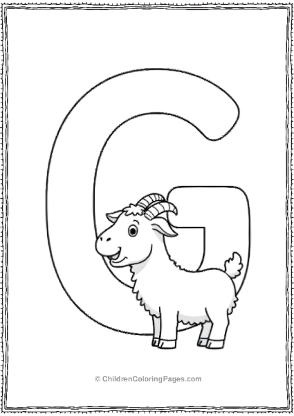 An Uppercase Letter G With A Smiling Goat Free PDF Printable