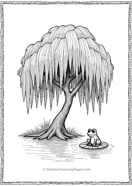 Ancient Willow Tree By A Calm Pond Free PDF Printable