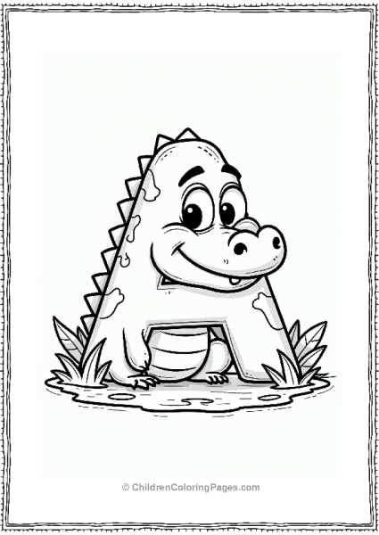 Animal Letter A Friendly Alligator Design Free PDF Printable