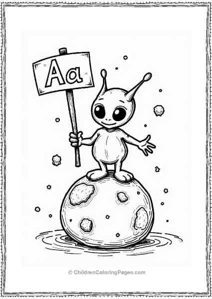 Astonished Alien Holding A Sign Free PDF Printable