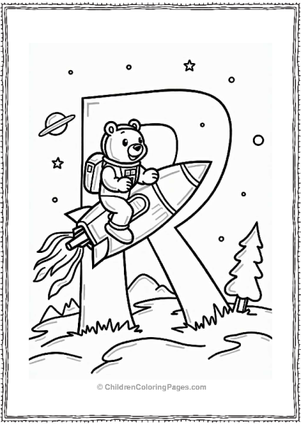 Astronaut Bear Riding A Rocket Free PDF Printable