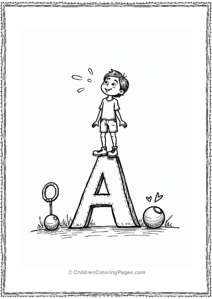 Awkward Acrobat On Giant Letter A Free PDF Printable