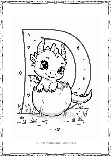 Baby Dragon Peeking From Egg Free PDF Printable