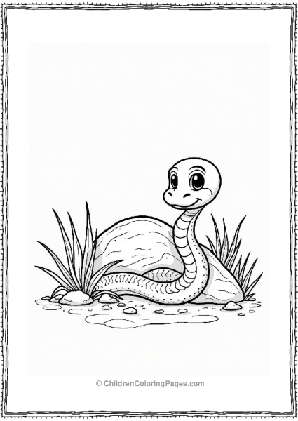 Baby Snake Peeking From Behind A Rock Free PDF Printable