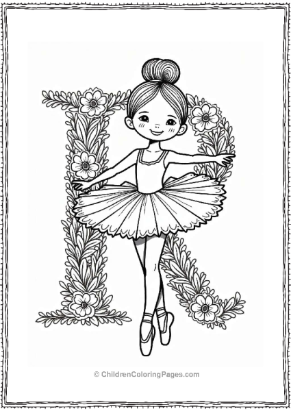 Ballet Dancer In Floral Patterns Free PDF Printable