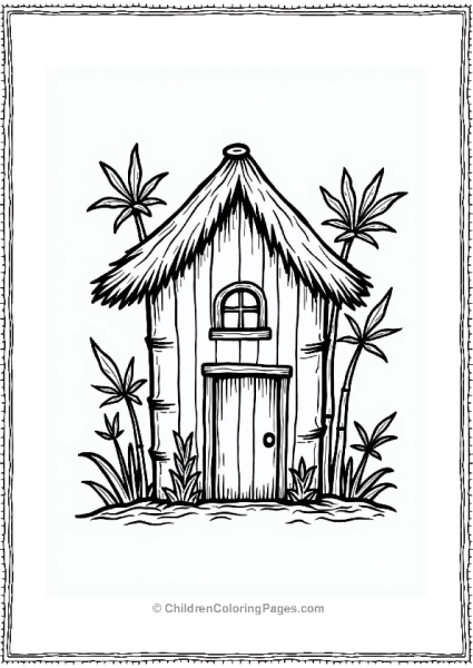 Bamboo House Coloring Page Free PDF Printable