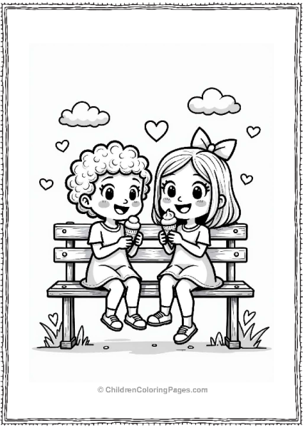 Best Friends Sharing Ice Cream Free PDF Printable