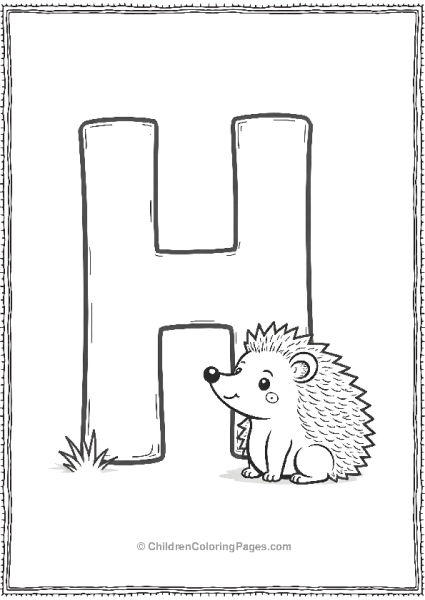 Big H With A Tiny Hedgehog Friend Free PDF Printable