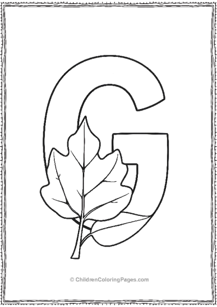 Big Uppercase Letter G With A Green Tree Leaf Free PDF Printable