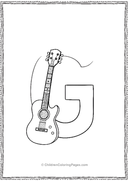 Big Uppercase Letter G With A Small Guitar Free PDF Printable