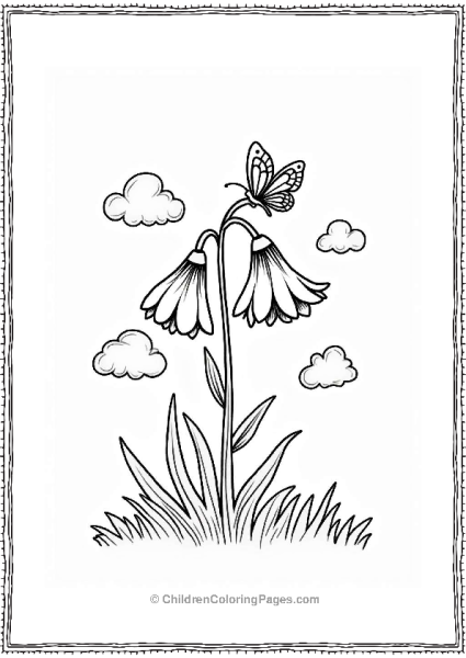 Bluebell Flower With Butterfly Free PDF Printable