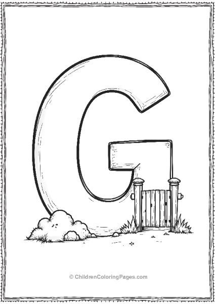 Bold Uppercase Letter G With A Small Gate Free PDF Printable