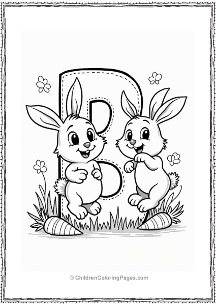 Bouncing Bunnies With Letter B Free PDF Printable