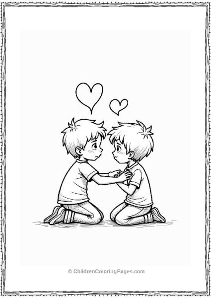 Boy Comforting A Sad Friend Free PDF Printable