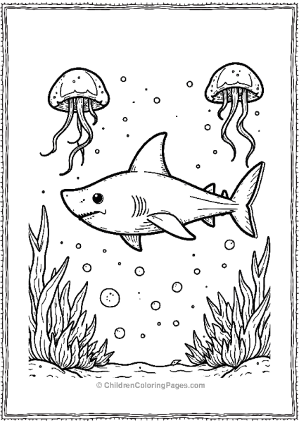 Bull Shark Among Jelly Fish Free PDF Printable