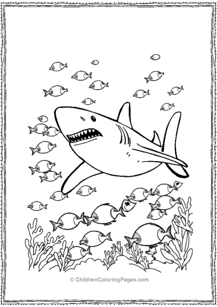 Bull Shark Chasing A School Of Fish Free PDF Printable