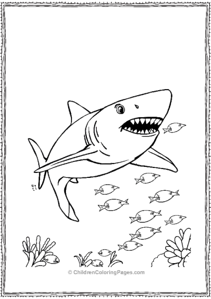 Bull Shark Darting Towards A School Of Fish Free PDF Printable