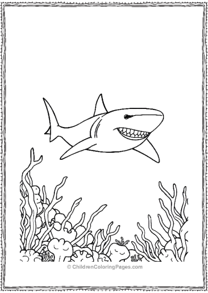 Bull Shark Gliding Above Reef Free PDF Printable