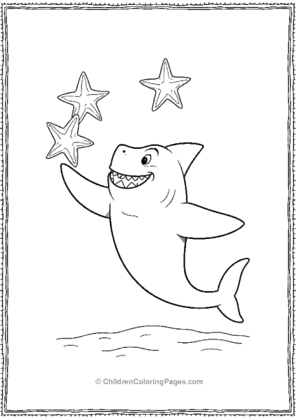 Bull Shark Juggling Three Star Fish Free PDF Printable