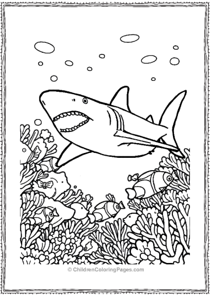 Bull Shark Near A Reef With Clown Fish Free PDF Printable