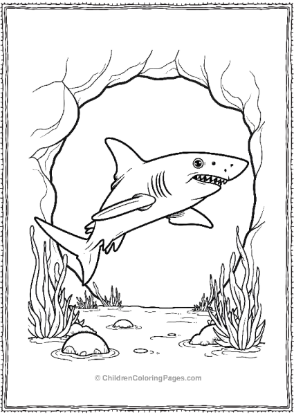 Bull Shark Near An Underwater Cave Free PDF Printable