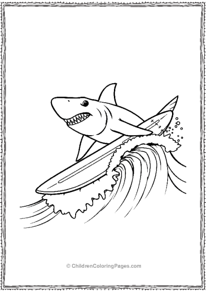 Bull Shark Riding A Wave With A Surfboard Free PDF Printable