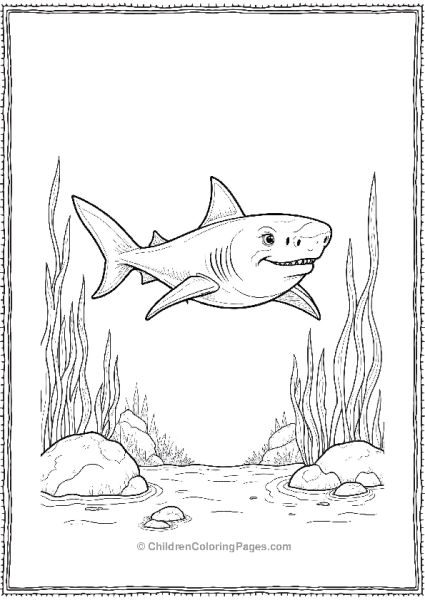 Bull Shark Swimming In A Kelp Forest Free PDF Printable