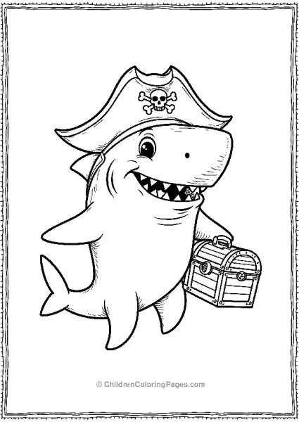 Bull Shark Wearing A Pirate Hat Free PDF Printable