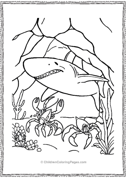 Bull Shark With A Pair Of Lobsters Free PDF Printable