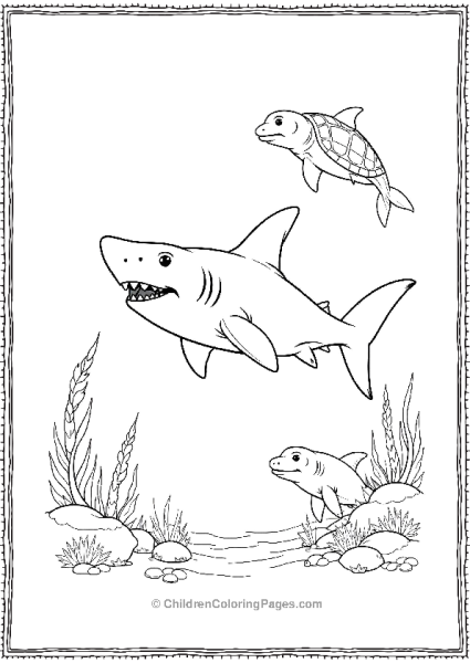 Bull Shark With Dolphins Free PDF Printable