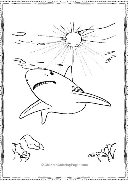 Bull Shark With Rays Of Sunlight Free PDF Printable