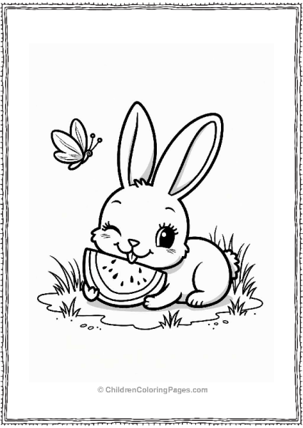 Bunny Nibbling Watermelon Free PDF Printable