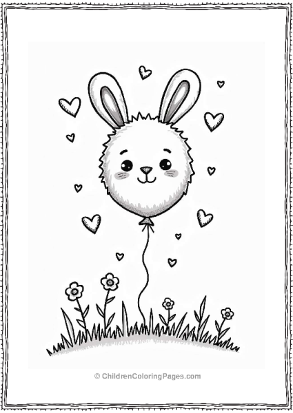 Bunny Shaped Valentine’s Balloons With Heart Free PDF Printable