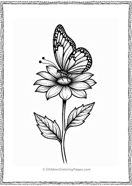 Butterfly On A Flower Tattoo Coloring Page Free PDF Printable