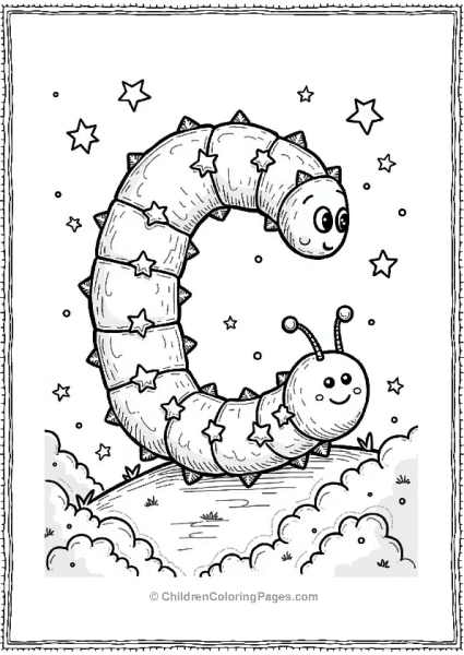 Celestial Caterpillar On A Moonlit Path Free PDF Printable