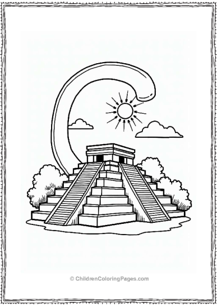 Charming Chichen Itza Illustration Free PDF Printable