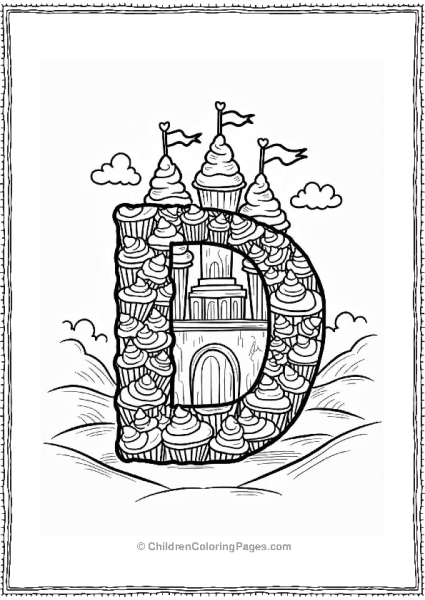 Charming Cupcake Castle Coloring Page Free PDF Printable