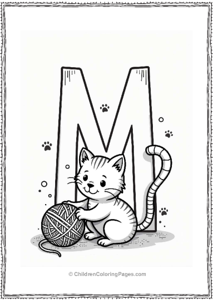 Cheerful Cat Playing With Yarn Free PDF Printable