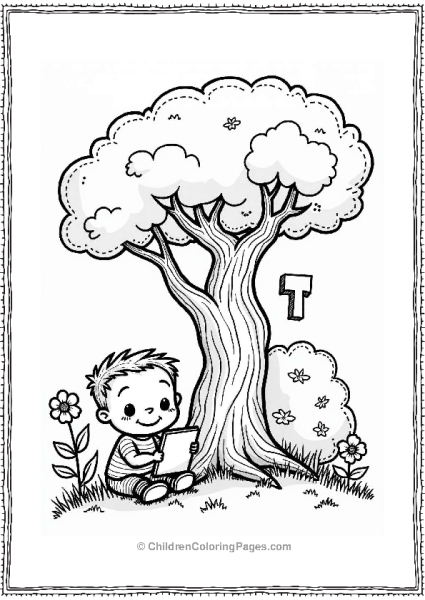 Cheerful Character By Twisted Tree With Letter T Free PDF Printable