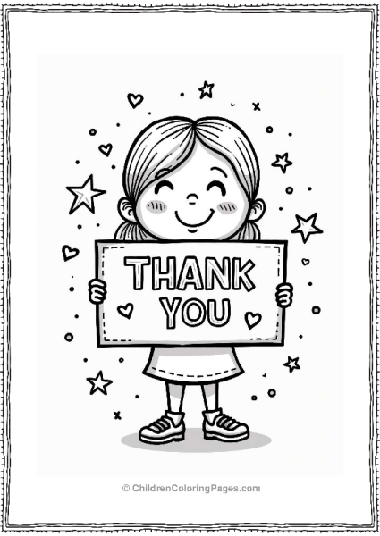 Cheerful Character With Thank You Sign Free PDF Printable