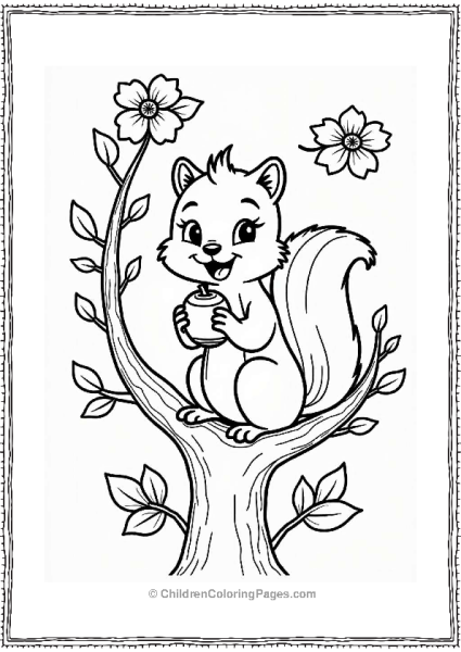 Cheerful Chipmunk On A Tree Branch Free PDF Printable