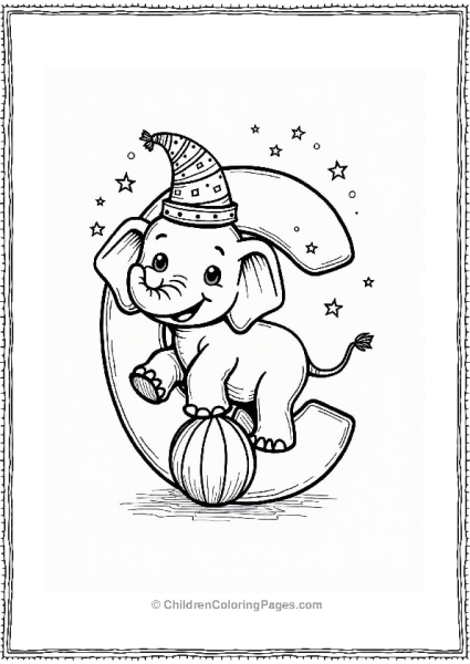 Cheerful Circus Elephant Balancing On A Ball Free PDF Printable