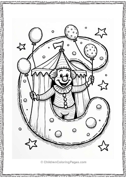 Cheerful Clown Juggling Balls In A Circus Tent Free PDF Printable