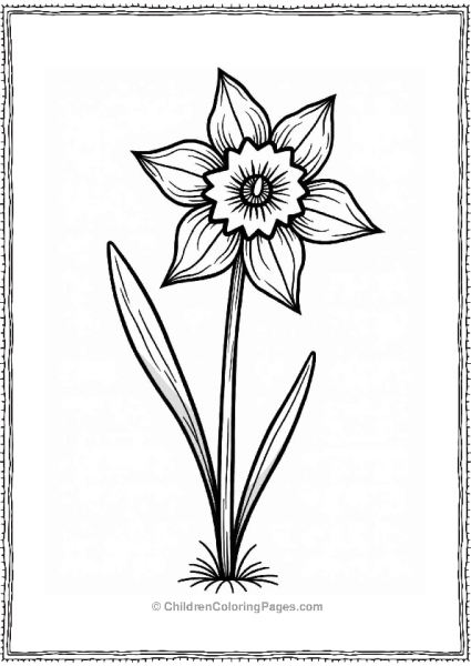 Cheerful Daffodil Illustration Flower Coloring Page Free PDF Printable