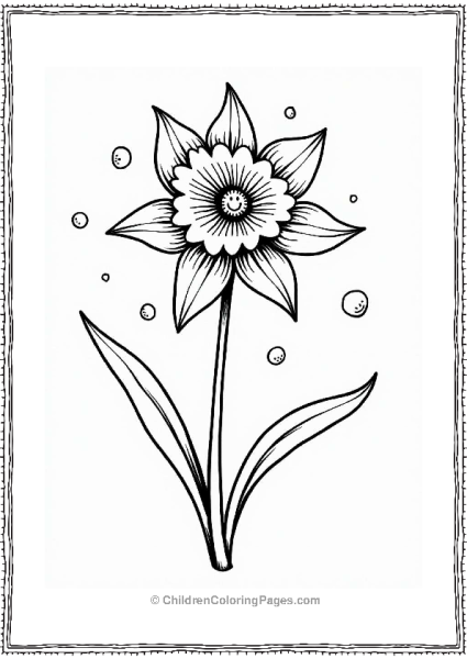 Cheerful Daffodil In Swirling Wind Flower Coloring Page Free PDF Printable