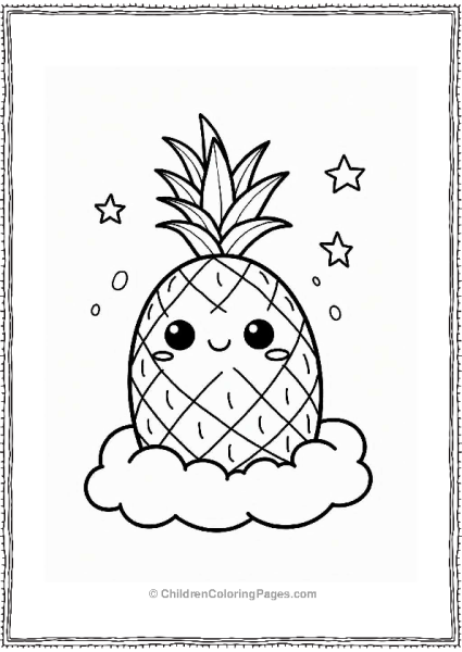 Cheerful Pineapple On A Fluffy Cloud Free PDF Printable