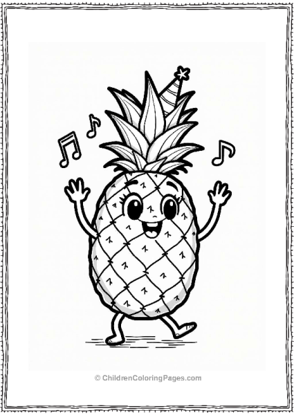 Cheerful Pineapple Party Character Free PDF Printable