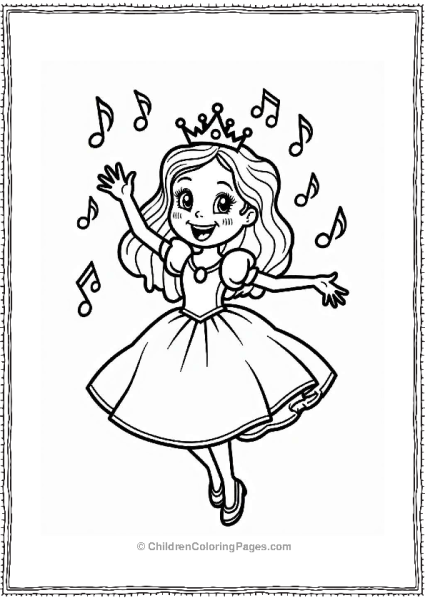 Cheerful Princess Dancing With Crown Free PDF Printable